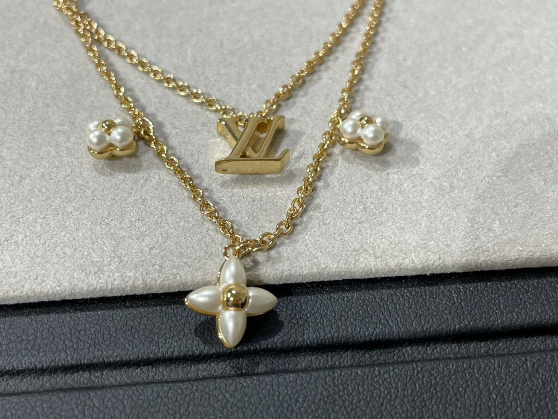 Mysitc FLOWERGRAM GOLD MOP DOUBLE ROW NECKLACE