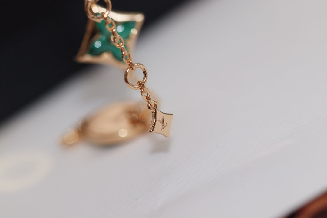 Mysitc STAR AND SUN 4 MOTIF PINK GOLD MALACHITE BRACELET