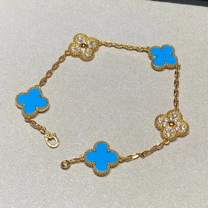[Mysitc ]New CLOVER 5 MOTIF BLUE AGATE BRACELET COLLECTION