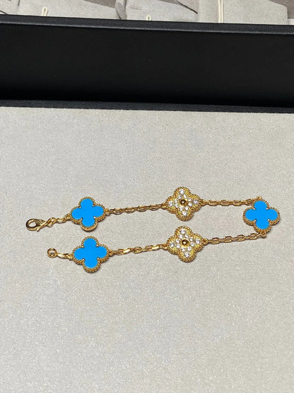 [Mysitc ]New CLOVER 5 MOTIF BLUE AGATE BRACELET COLLECTION