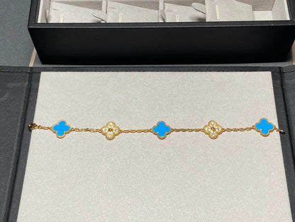 [Mysitc ]New CLOVER 5 MOTIF BLUE AGATE BRACELET COLLECTION