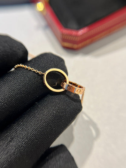 Mysitc LOVE NECKLACE DOUBLE RING PINK GOLD