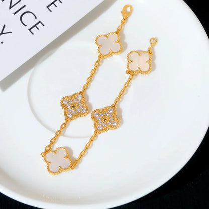 [Mysitc ]New CLOVER WHITE PEARL MOP 5 MOTIF BRACELET COLLECTION
