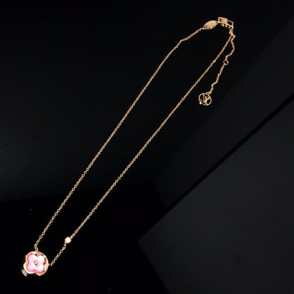 Mysitc COLOR BLOSSOM PINK MOP SUN GOLD NECKLACE