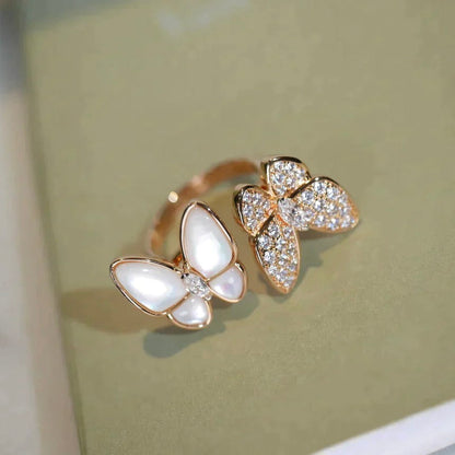 Mysitc TWIN BUTTERFLY DIAMOND MOP RING