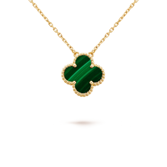 Mysitc CLOVER 15MM MALACHITE SINGLE FLOWER  NECKLACE