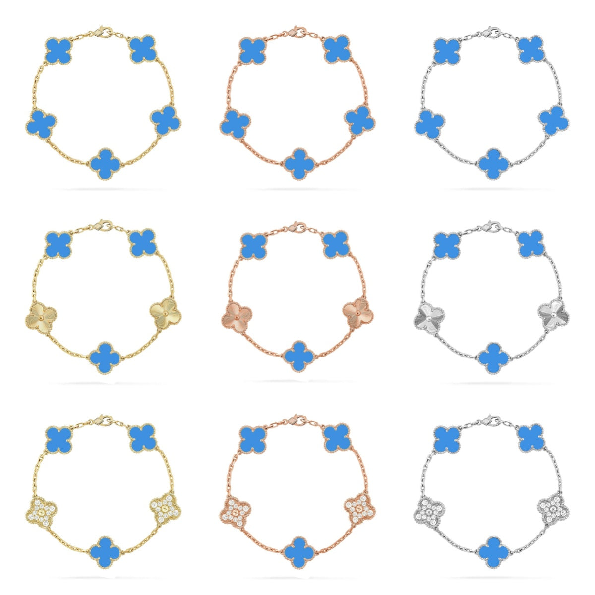 [Mysitc ]New CLOVER 5 MOTIF BLUE AGATE BRACELET COLLECTION