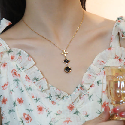 Mysitc STAR AND SUN ONYX PINK GOLD NECKLACE