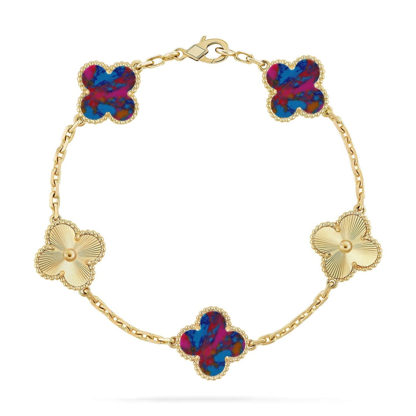 [Mysitc ]New CLOVER 5 MOTIF COLOR GEMSTONES BRACELET COLLECTION