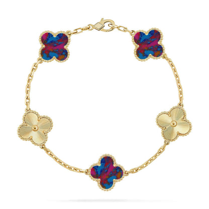 [Mysitc ]New CLOVER 5 MOTIF COLOR GEMSTONES BRACELET COLLECTION
