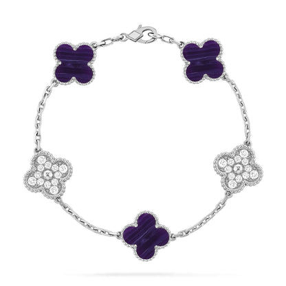[Mysitc ]New CLOVER 5 MOTIF PURPLE STRIPES BRACELET COLLECTION