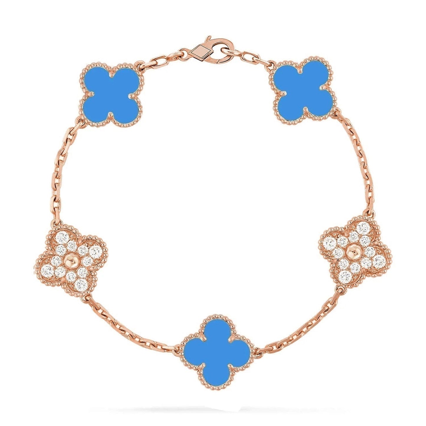 [Mysitc ]New CLOVER 5 MOTIF BLUE AGATE BRACELET COLLECTION