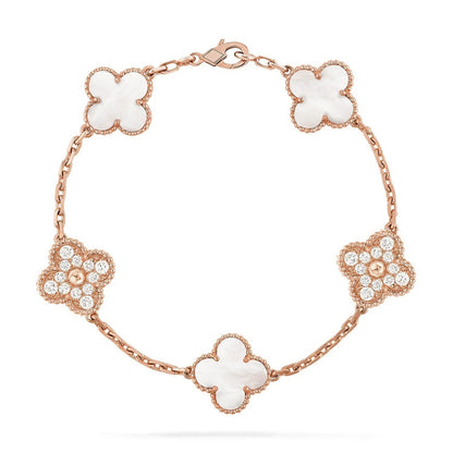 [Mysitc ]New CLOVER WHITE PEARL MOP 5 MOTIF BRACELET COLLECTION