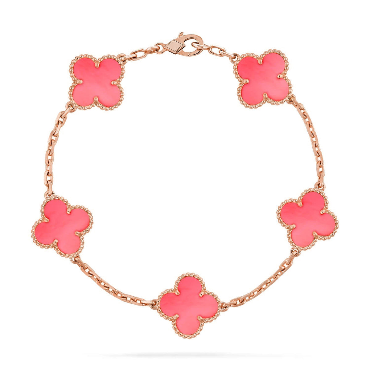 [Mysitc ]New  CLOVER 5 MOTIFS  PINK MOP BRACELET COLLECTION