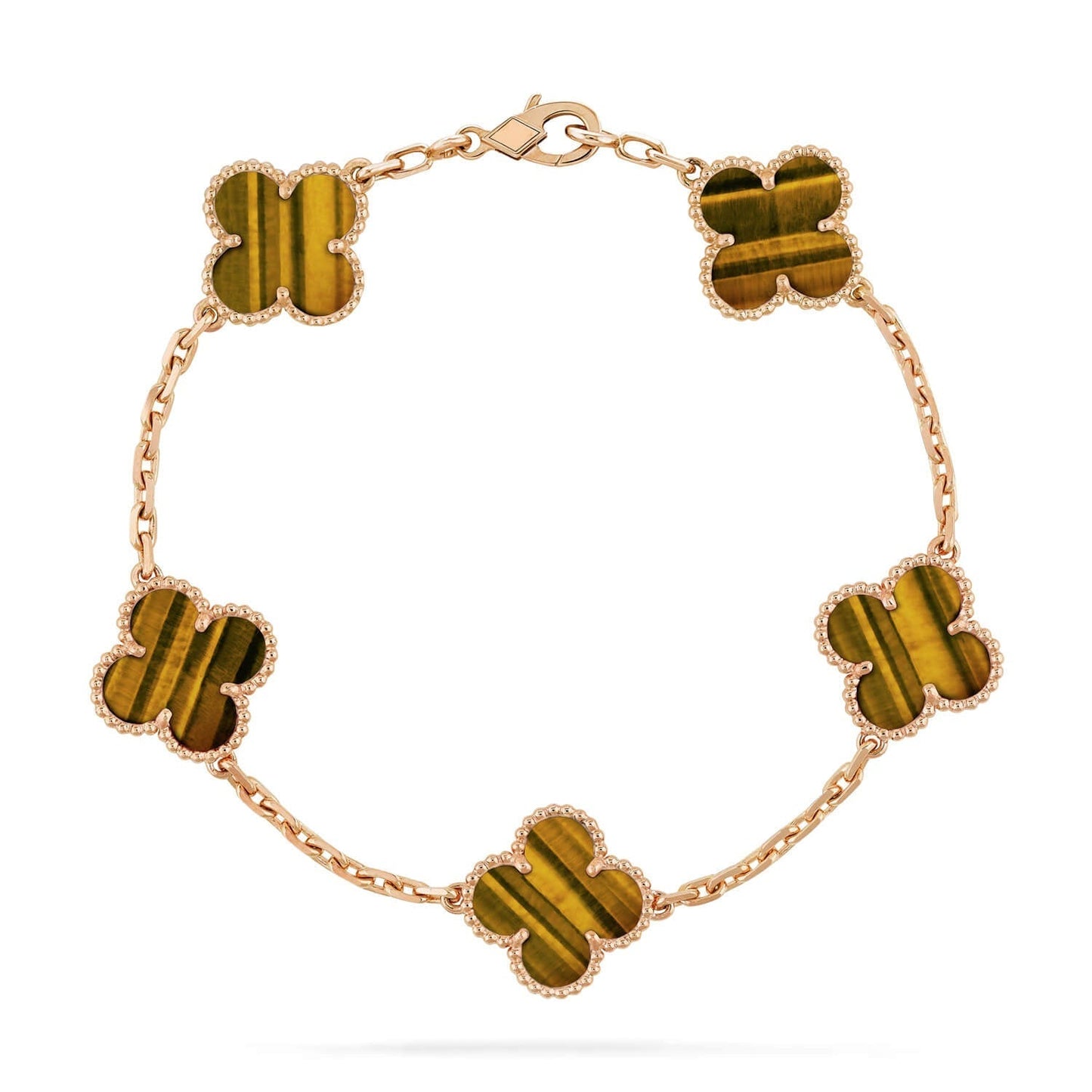 [Mysitc ]New  CLOVER 5 MOTIFS TIGER EYE BRACELET COLLECTION