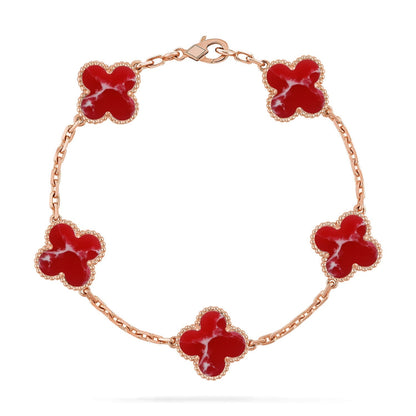 [Mysitc ]New CLOVER 5 MOTIF RED PATTERN BRACELET COLLECTION
