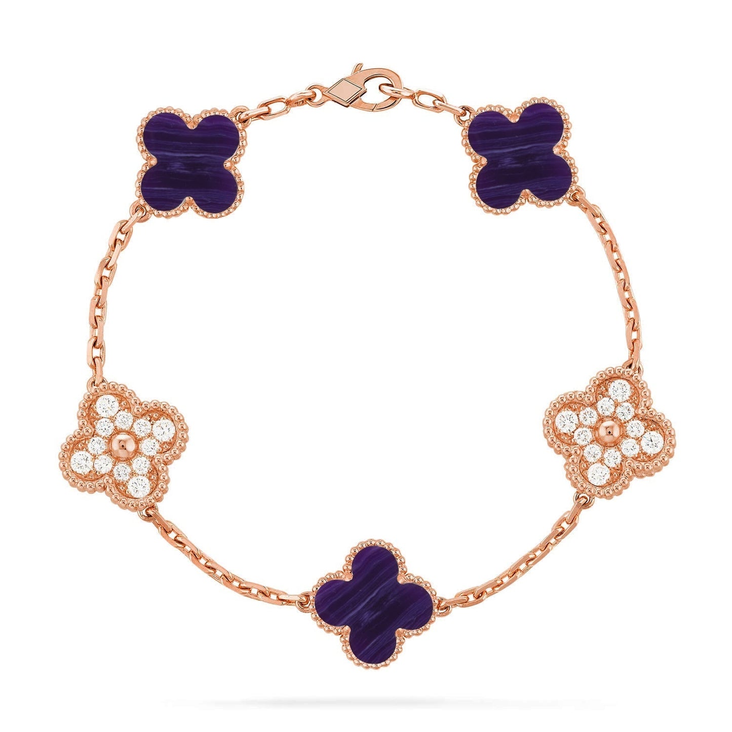 [Mysitc ]New CLOVER 5 MOTIF PURPLE STRIPES BRACELET COLLECTION