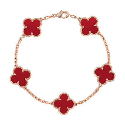[Mysitc ]New  CLOVER 5 MOTIF RED CORNELIAN BRACELET COLLECTION