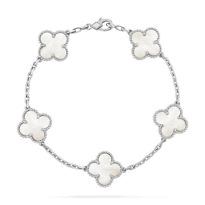 [Mysitc ]New CLOVER WHITE PEARL MOP 5 MOTIF BRACELET COLLECTION