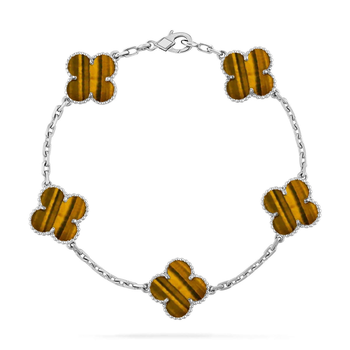 [Mysitc ]New  CLOVER 5 MOTIFS TIGER EYE BRACELET COLLECTION