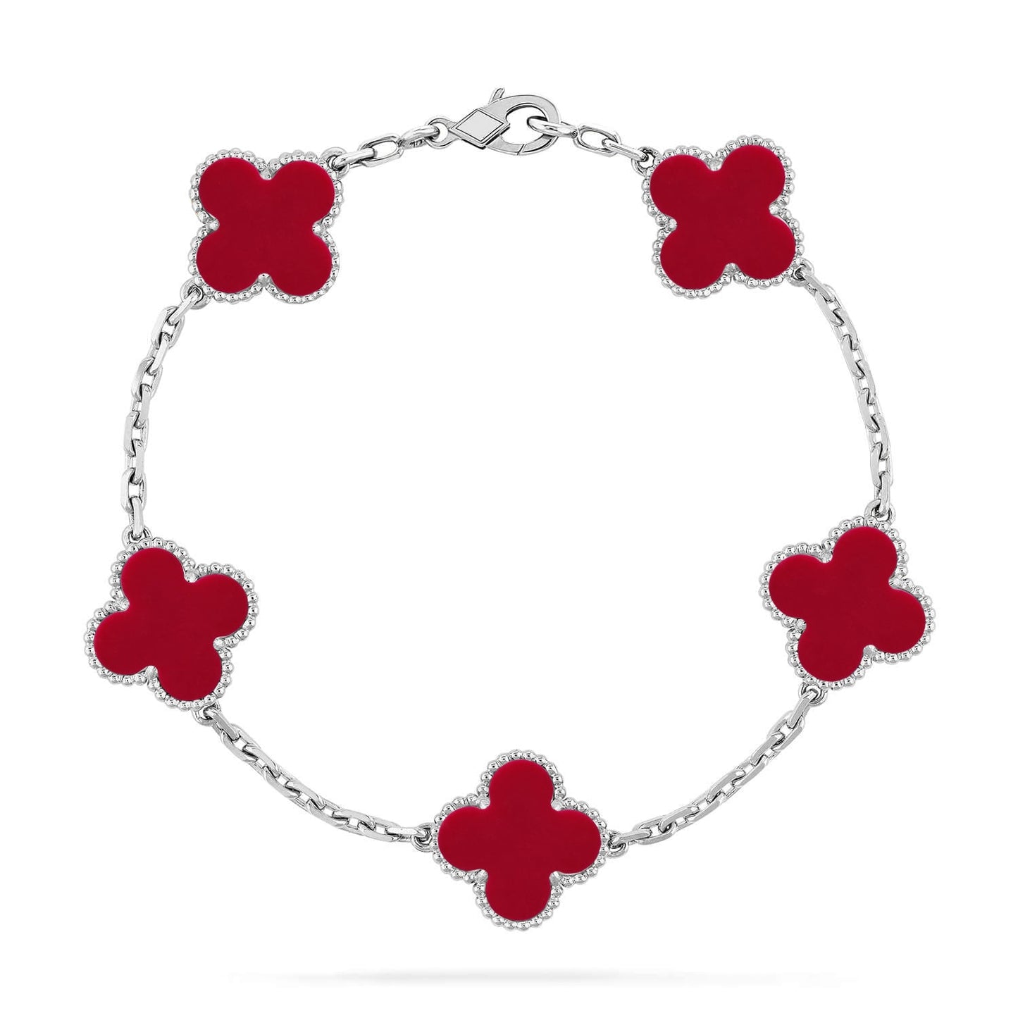 [Mysitc ]New  CLOVER 5 MOTIF RED CORNELIAN BRACELET COLLECTION