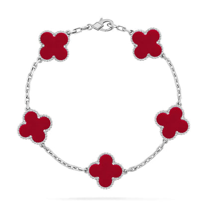 [Mysitc ]New  CLOVER 5 MOTIF RED CORNELIAN BRACELET COLLECTION