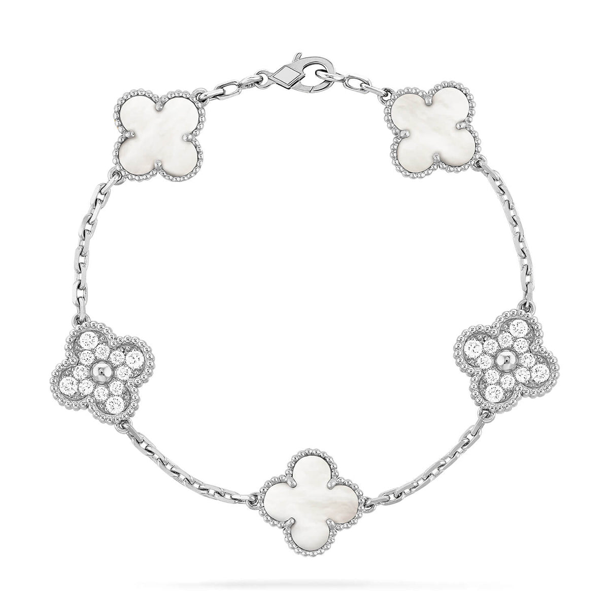 [Mysitc ]New CLOVER WHITE PEARL MOP 5 MOTIF BRACELET COLLECTION