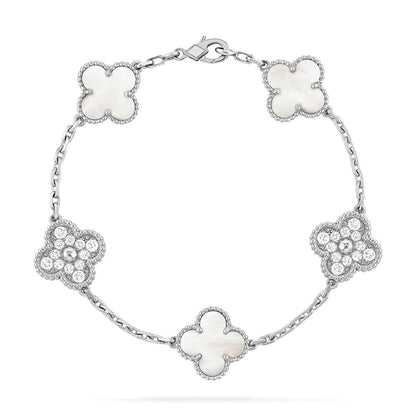 [Mysitc ]New CLOVER WHITE PEARL MOP 5 MOTIF BRACELET COLLECTION