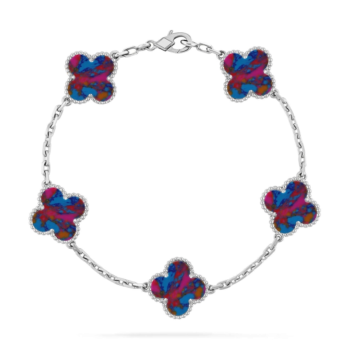 [Mysitc ]New CLOVER 5 MOTIF COLOR GEMSTONES BRACELET COLLECTION