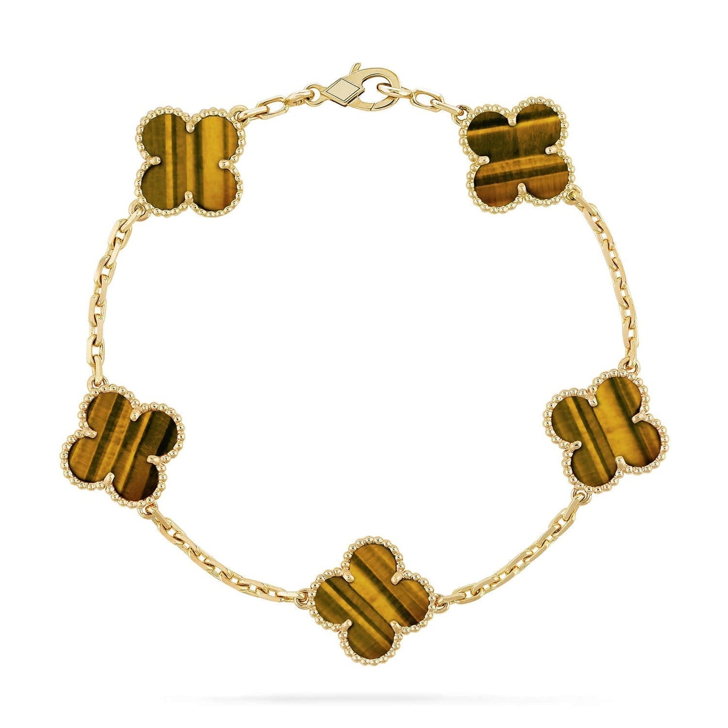 [Mysitc ]New  CLOVER 5 MOTIFS TIGER EYE BRACELET COLLECTION