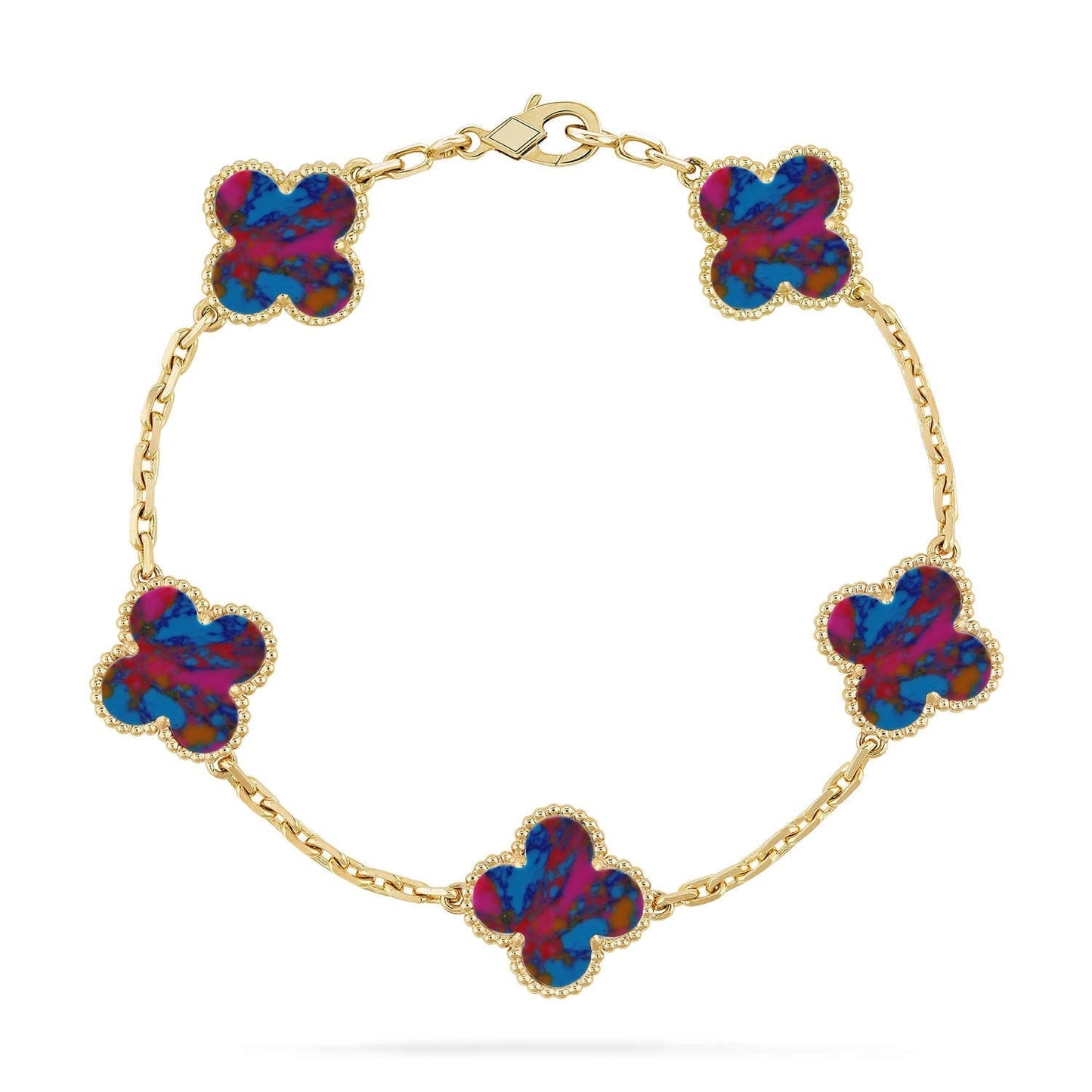 [Mysitc ]New CLOVER 5 MOTIF COLOR GEMSTONES BRACELET COLLECTION