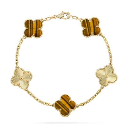 [Mysitc ]New  CLOVER 5 MOTIFS TIGER EYE BRACELET COLLECTION
