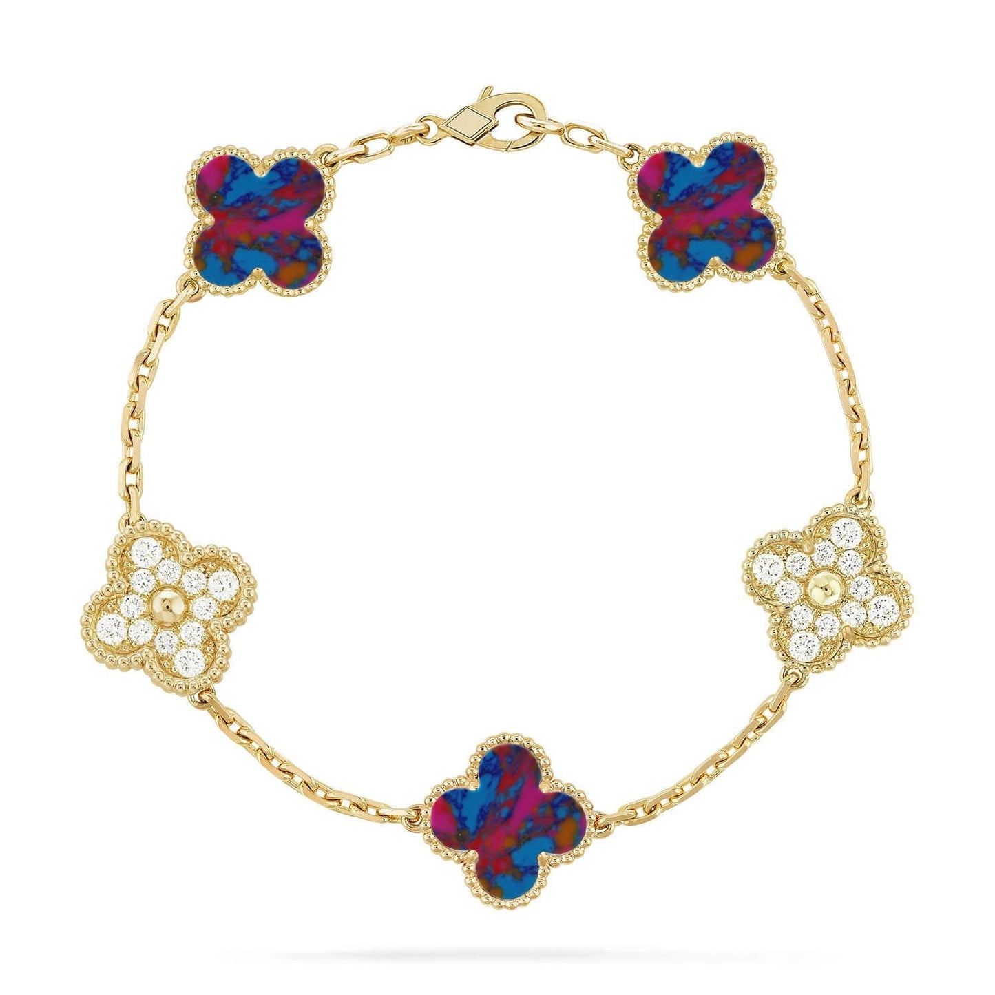 [Mysitc ]New CLOVER 5 MOTIF COLOR GEMSTONES BRACELET COLLECTION
