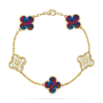 [Mysitc ]New CLOVER 5 MOTIF COLOR GEMSTONES BRACELET COLLECTION