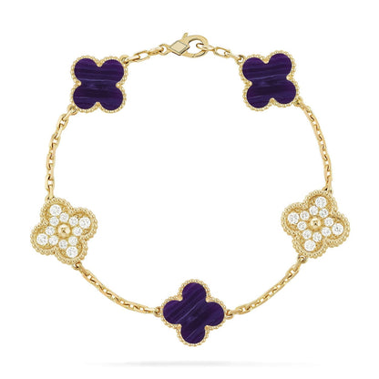 [Mysitc ]New CLOVER 5 MOTIF PURPLE STRIPES BRACELET COLLECTION