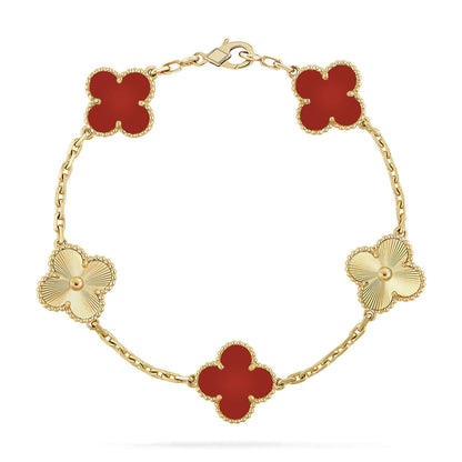 [Mysitc ]New  CLOVER 5 MOTIF RED CORNELIAN BRACELET COLLECTION