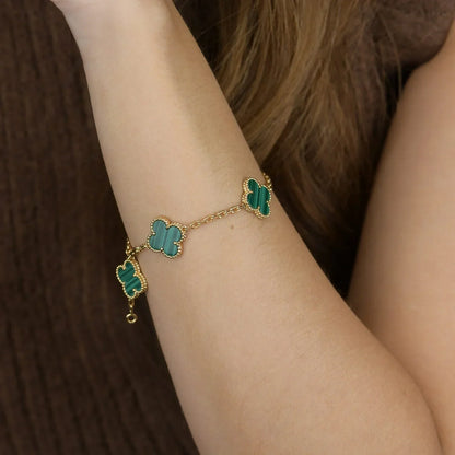 [Mysitc ]New  CLOVER 5 MOTIF MALACHITE BRACELET COLLECTION