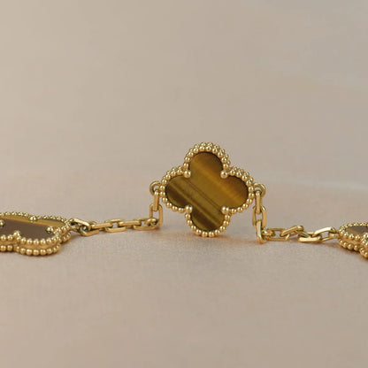 [Mysitc ]New  CLOVER 5 MOTIFS TIGER EYE BRACELET COLLECTION
