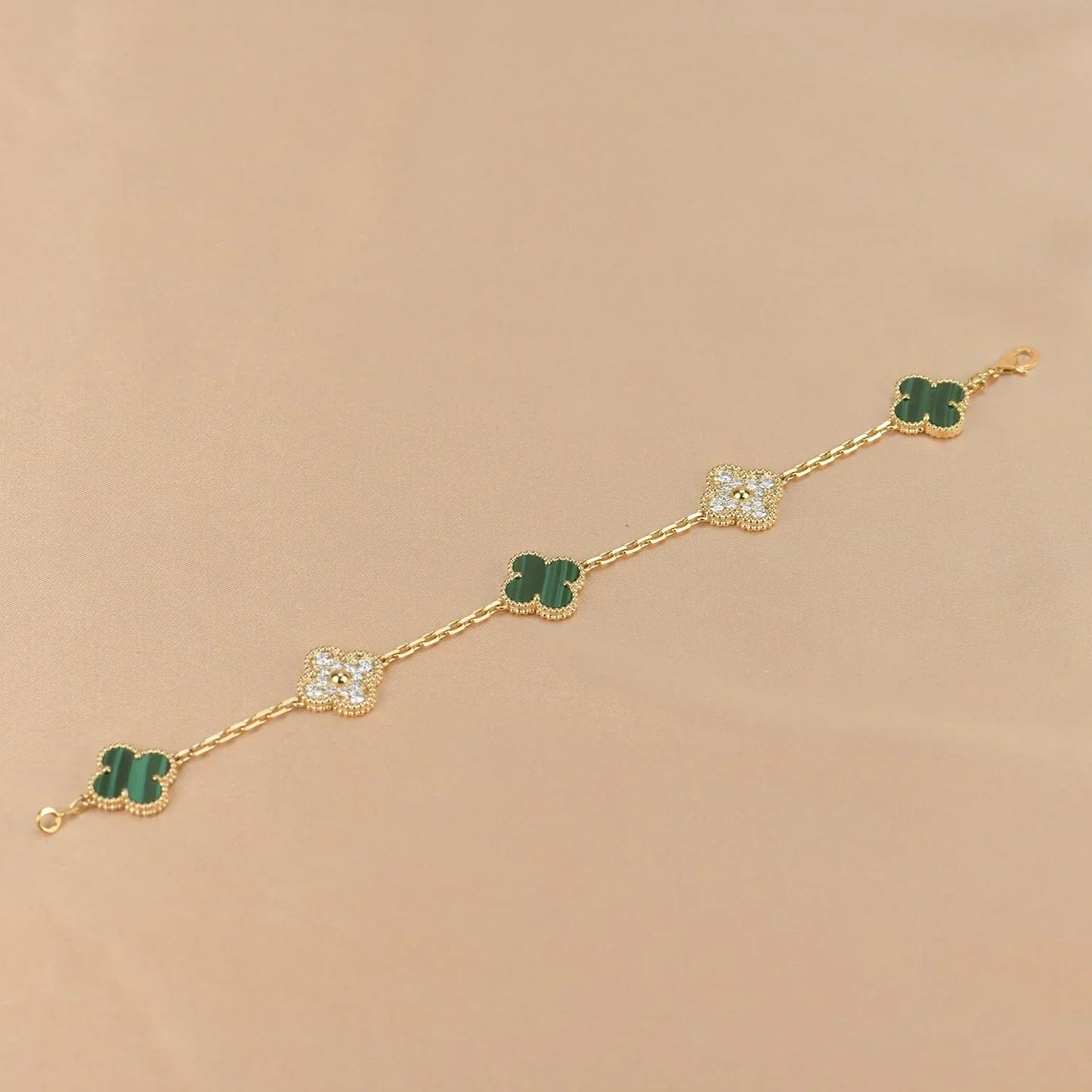 [Mysitc ]New  CLOVER 5 MOTIF MALACHITE BRACELET COLLECTION