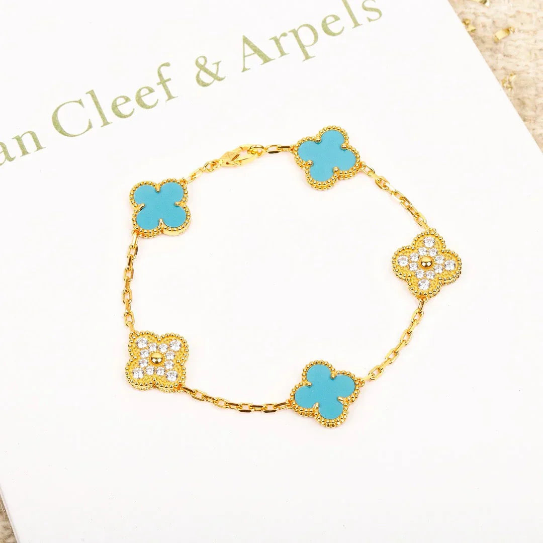 [Mysitc ]New  CLOVER 5 MOTIF TURQUOISE BRACELET COLLECTION