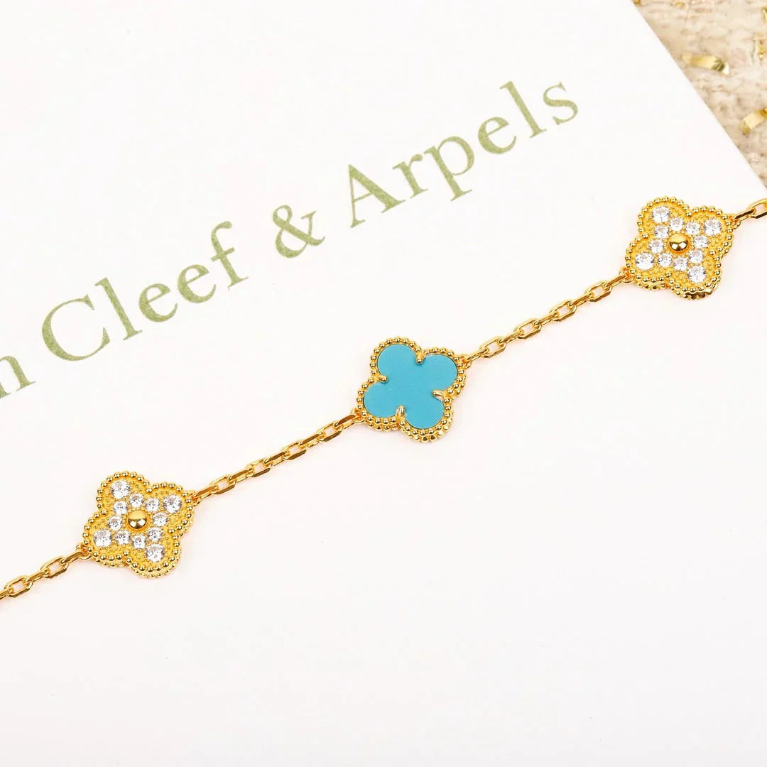 [Mysitc ]New  CLOVER 5 MOTIF TURQUOISE BRACELET COLLECTION