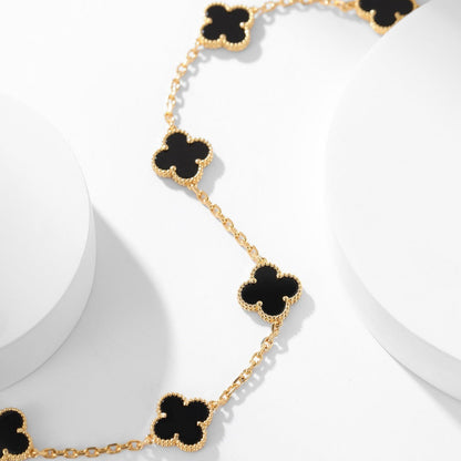 Mysitc CLOVER 10 MOTIFS ONYX NECKLACE