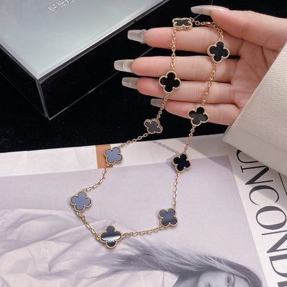 Mysitc CLOVER 10 MOTIFS ONYX NECKLACE