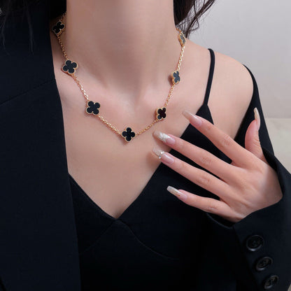 Mysitc CLOVER 10 MOTIFS ONYX NECKLACE