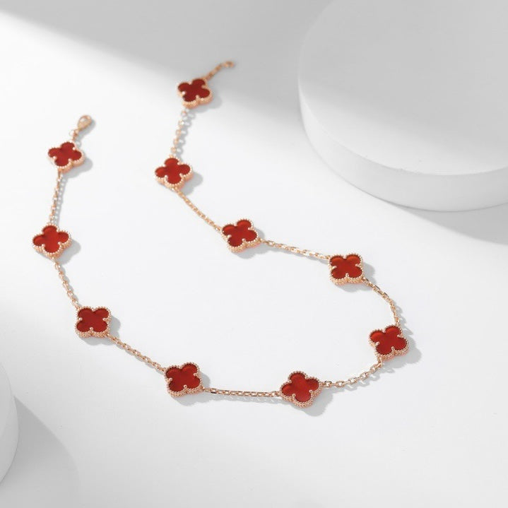 Mysitc CLOVER 10 MOTIFS CARNELIAN NECKLACE