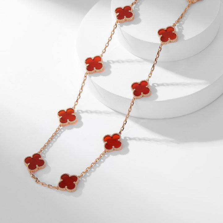 Mysitc CLOVER 10 MOTIFS CARNELIAN NECKLACE