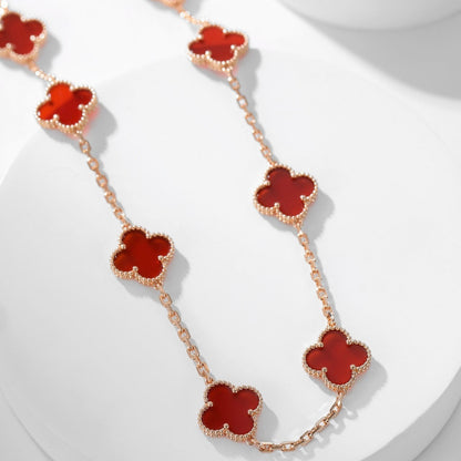 Mysitc CLOVER 10 MOTIFS CARNELIAN NECKLACE