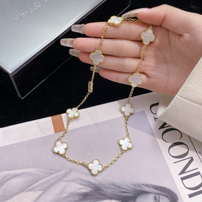 Mysitc CLOVER 10 MOTIFS WHITE MOTHER OF PEARL NECKLACE