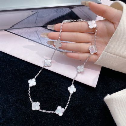 Mysitc CLOVER 10 MOTIFS WHITE MOTHER OF PEARL NECKLACE