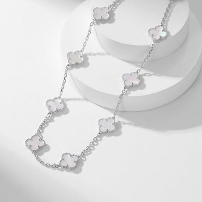 Mysitc CLOVER 10 MOTIFS WHITE MOTHER OF PEARL NECKLACE